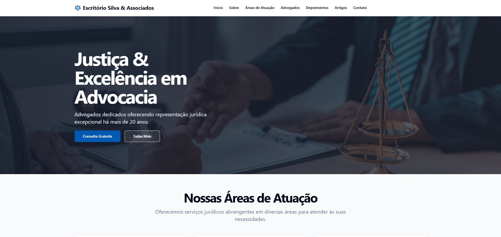 Site para advogados - Escritório Silva & Associados